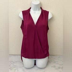 Three Eighty Two Sleeveless Top women’s S Red Burgundy V Neck Pleated Blouse​